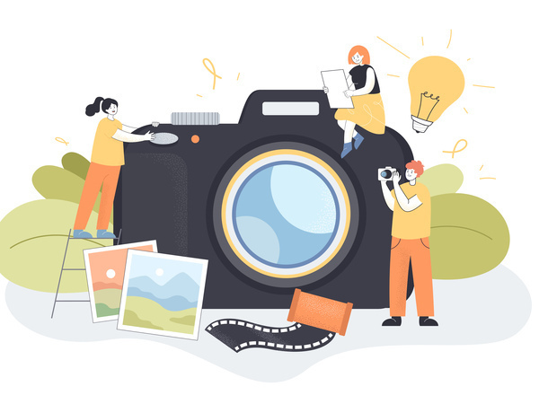 Plaatje van fotocamera met mensen